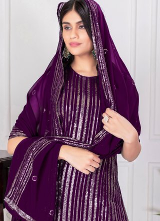 Purple Georgette Salwar Suit