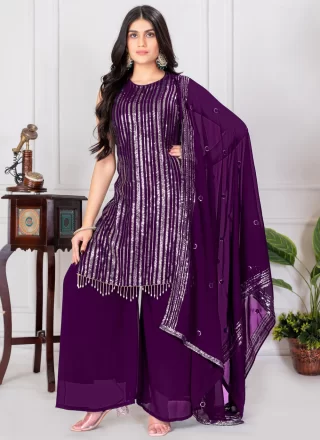 Purple Georgette Salwar Suit