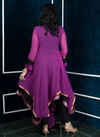 Purple Georgette Salwar Suit with Booti, Embroidered and Jacquard Work