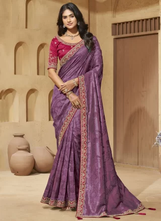 Purple Jacquard Trendy Saree