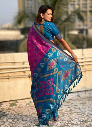 Purple Meenakari and Woven Work Patola Silk Contemporary Sari