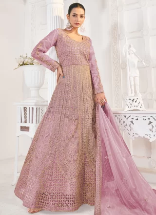 Purple Colour Net Gown