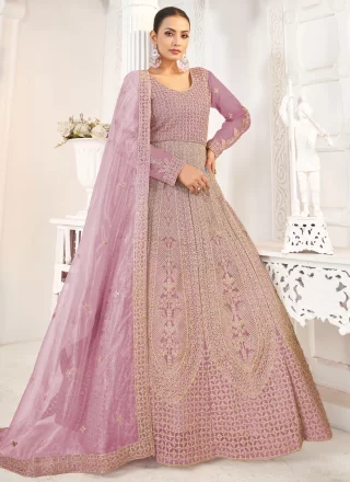 Purple Colour Net Gown
