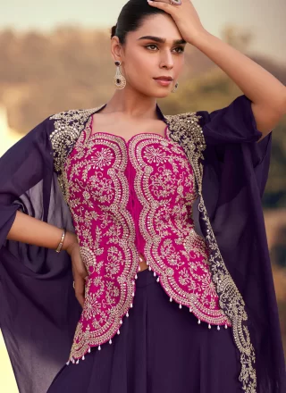 Purple Organza Embroidered, Stone and Zari Work Salwar Suit