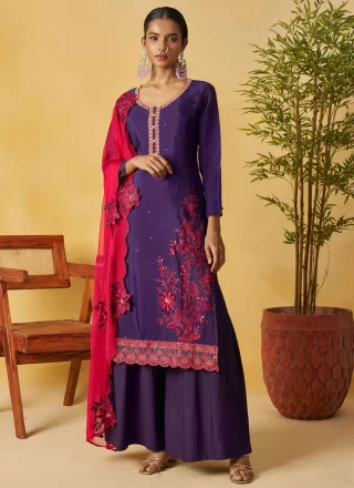 Purple Organza Palazzo Salwar Suit