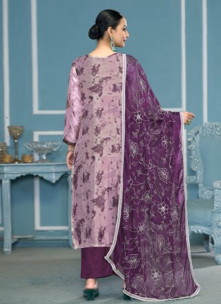 Purple Organza Palazzo Salwar Suit
