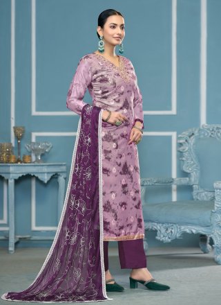 Purple Organza Palazzo Salwar Suit