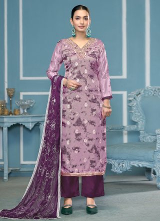 Purple Organza Palazzo Salwar Suit