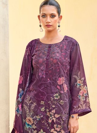 Purple Organza Pant Style Suit