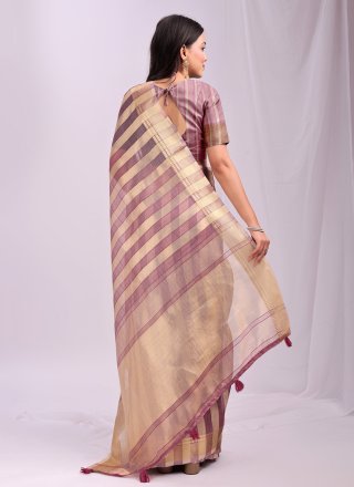 Purple Organza Weaving Work Contemporary Sari