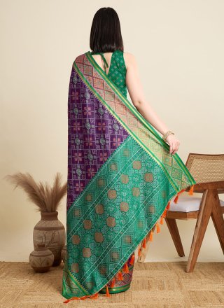Purple Patola Silk Classic Sari with Meenakari Work for Ceremonial