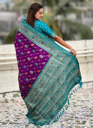 Purple Patola Silk Meenakari and Woven Work Classic Saree