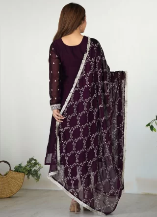 Purple Rangoli Embroidered Work Salwar Suit