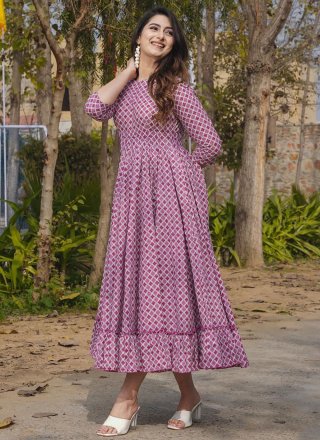 Purple Rayon Casual Kurti