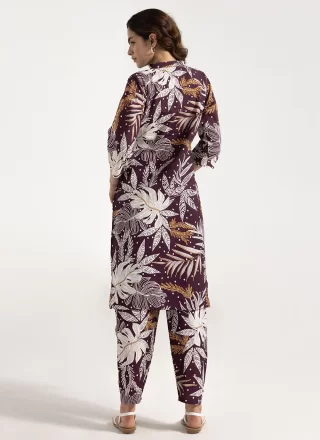 Purple Rayon Casual Kurti with Print Work for Casual