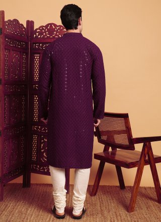 Purple Rayon Kurta Pyjama