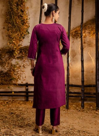 Purple Silk Blend Salwar Suit