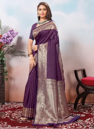Purple Silk Classic Saree