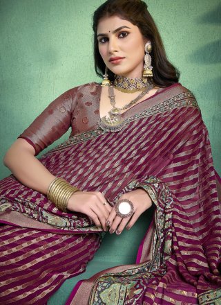 Purple Silk Contemporary Saree