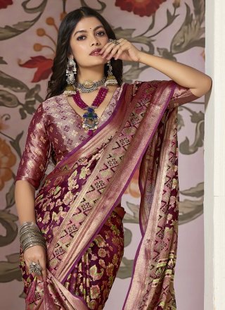 Purple Silk Contemporary Saree