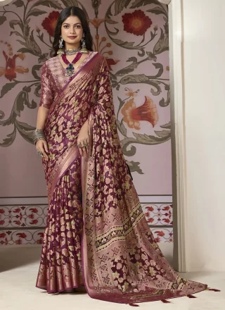 Purple Silk Contemporary Saree