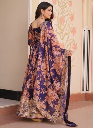 Purple Silk  Designer Gown
