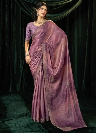 Purple Silk Designer Sari