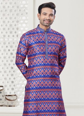 Purple Silk Digital Print Work Kurta Pyjama