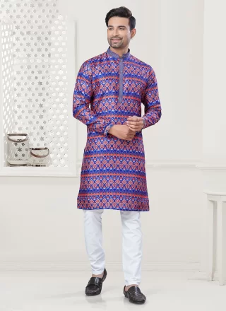 Purple Silk Digital Print Work Kurta Pyjama