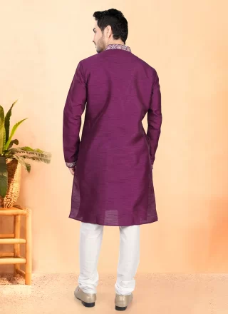 Purple Silk Kurta Pyjama