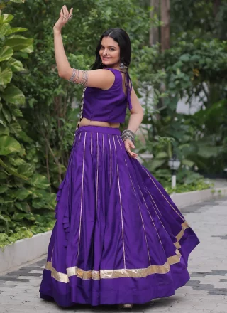 Purple Silk Lace Work Readymade Lehenga Choli