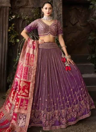 Purple Silk Lehenga Choli