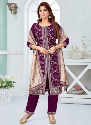 Purple Silk Salwar Suit