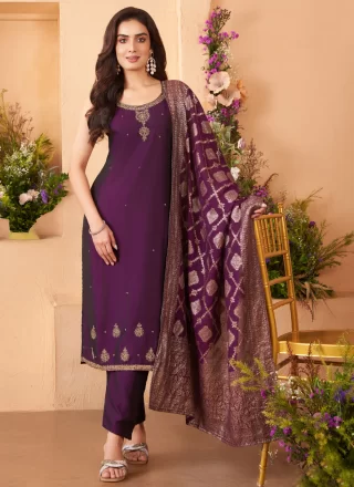 Purple Silk Salwar Suit