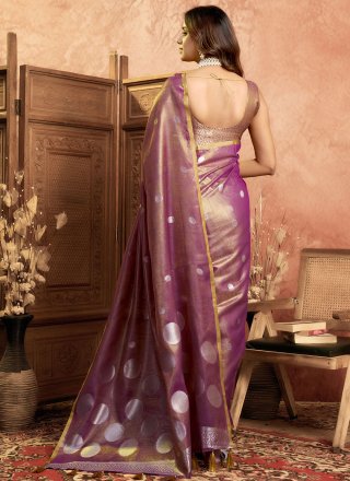 Purple Silk Weaving Work Designer Sari