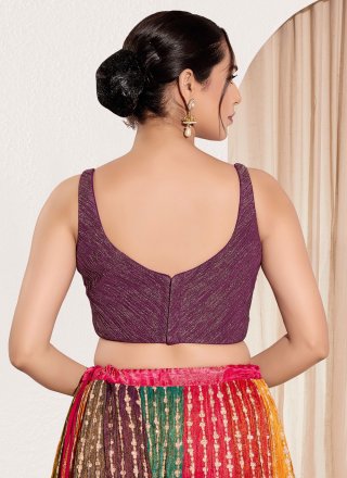 Purple Tissue Plain Work Designer Blouse for Ceremonial