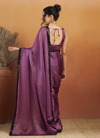 Purple Velvet Contemporary Sari