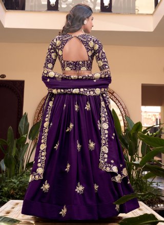Purple Vichitra Silk Lehenga Choli