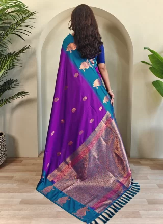 Purple Weaving Work Silk Classic Saree