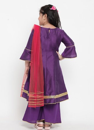 Radiant Violet Dupion Silk Readymade Salwar Suit