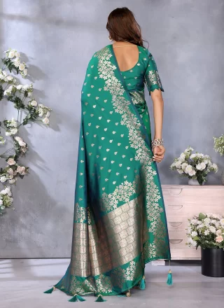 Rama Banarasi Silk Classic Saree with Jacquard and Weaving Work