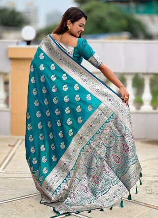 Rama Banarasi Silk Jacquard and Woven Work Trendy Saree