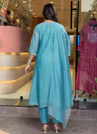 Rama Chanderi Silk Embroidered Work Pant Style Suit