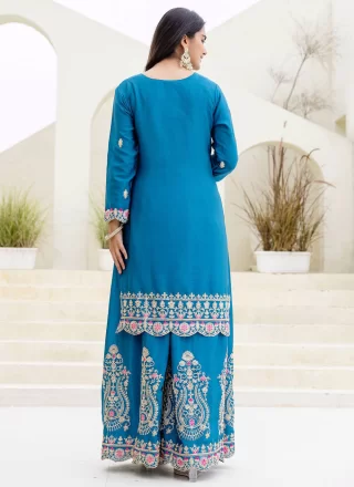 Rama Chinon Booti, Embroidered and Zari Work Salwar Suit for Ceremonial