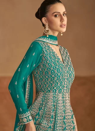 Rama Chinon Embroidered, Sequins and Zari Work Designer Gown for Women