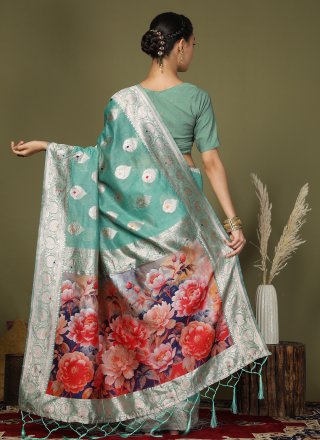 Rama Cotton Digital Print Work Contemporary Sari