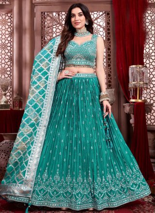 Rama Embroidered and Zari Work Chinon Readymade Lehenga Choli