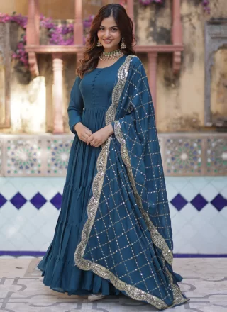 Rama Georgette Plain Work Designer Gown