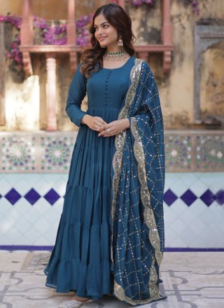 Rama Georgette Plain Work Designer Gown