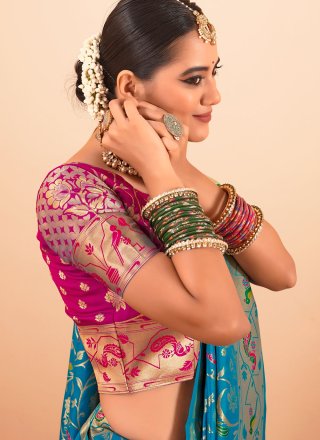 Rama Patch Border, Weaving and Zari Work Paithni Traditional Saree